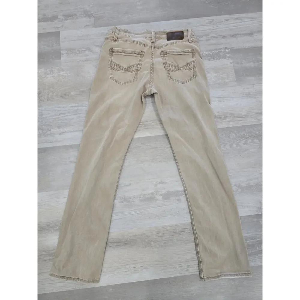BKE Jake Straight Leg Khaki Pants Mens 33x32 Tan Denim Stretch Buckle